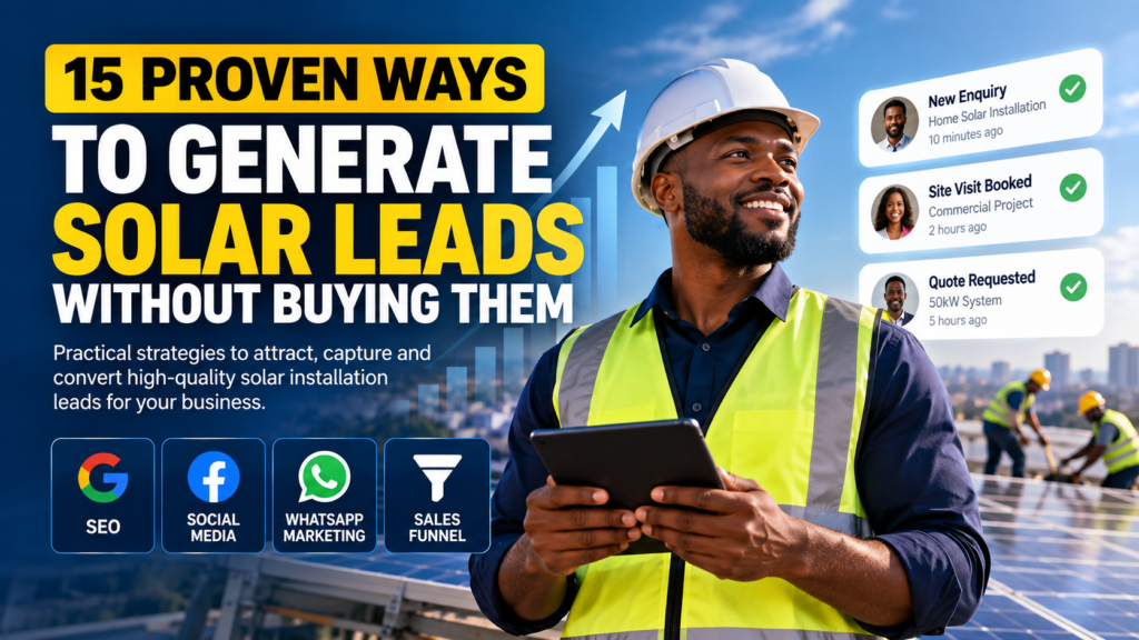 Ways to generate solar leads: SEO, social media, WhatsApp marketing and sales funnels